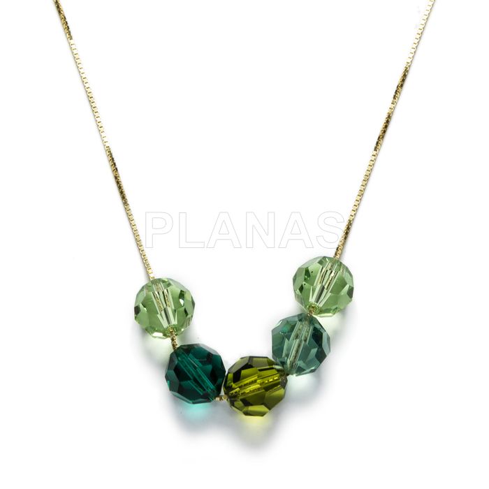 Necklace in sterling silver and gold plated with high quality crystal balls.