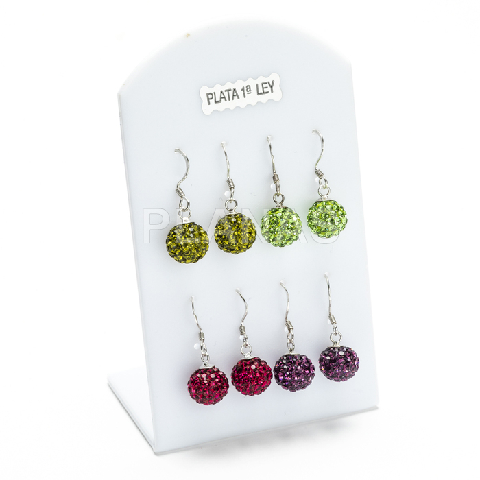 Pack of 4pr earrings in sterling silver and crystal.