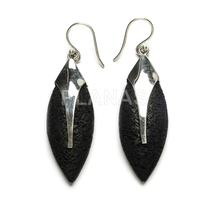 Earrings in sterling silver and lava.