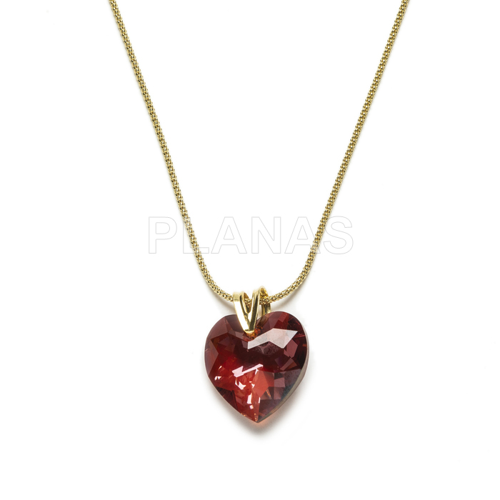 Necklace in sterling silver and gold plating with a high quality austrian crystal heart.