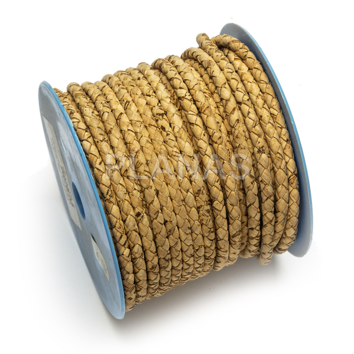 1 meter of 5mm natural color braided cork.