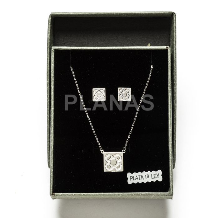 Rhodium-plated sterling silver set. panot.