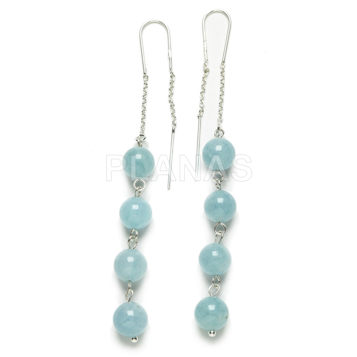 Earrings in sterling silver and aquamarine.