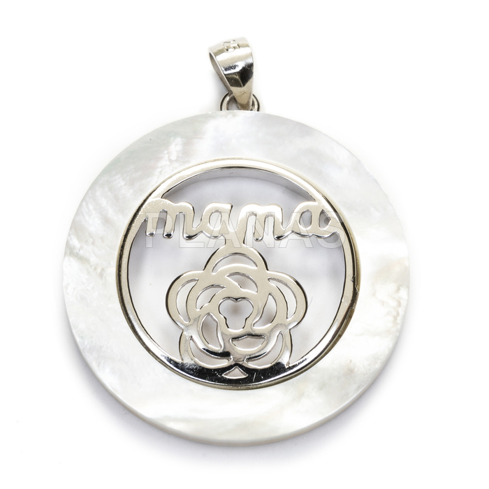 Pendant in sterling silver and mother of pearl.mama.