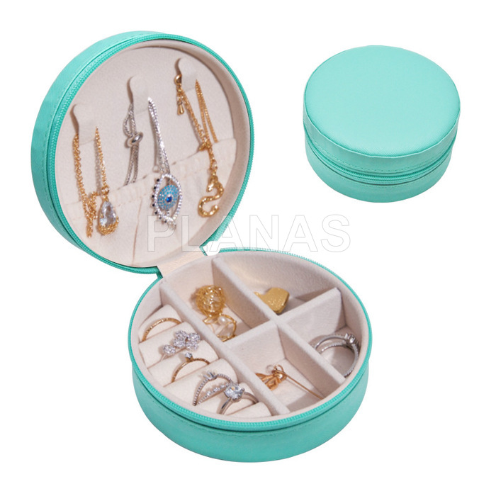 Mini portable travel jewelry box for your jewelry. turquoise color.