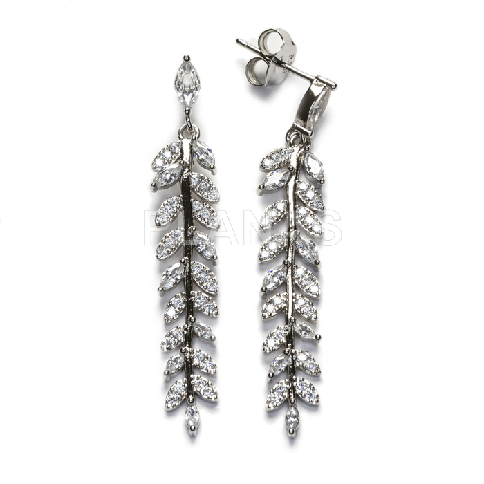 Earrings in rhodium-plated sterling silver and white zirconia.