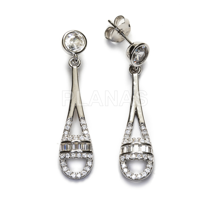 Earrings in rhodium-plated sterling silver and white zirconia.