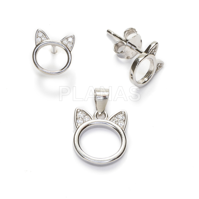 Set of zirconia and rhodium-plated sterling silver. cat.