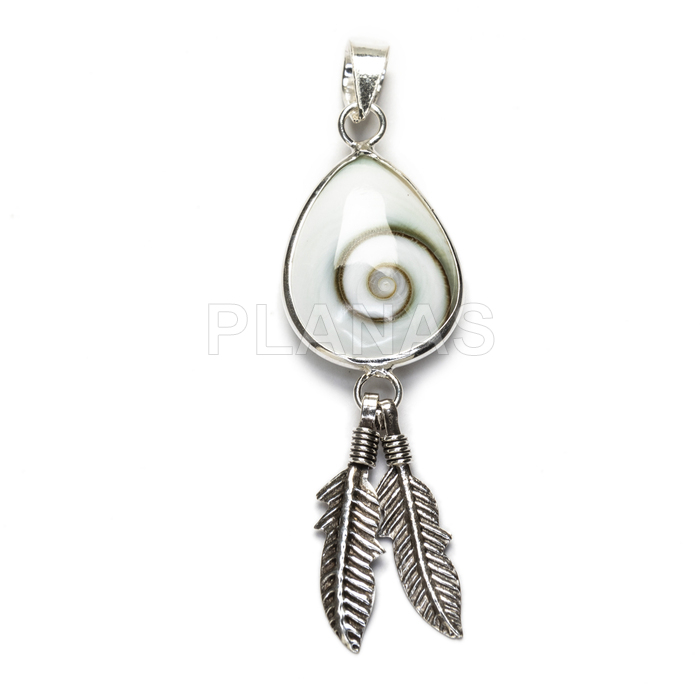 Pendant in sterling silver and chiva. dream catcher.