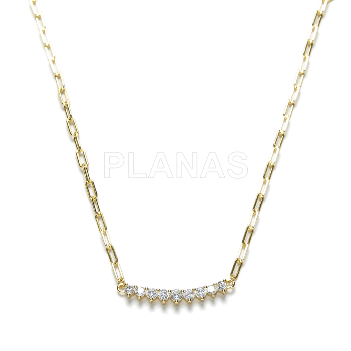 Collar en Plata de ley y baño oro con Circonitas.