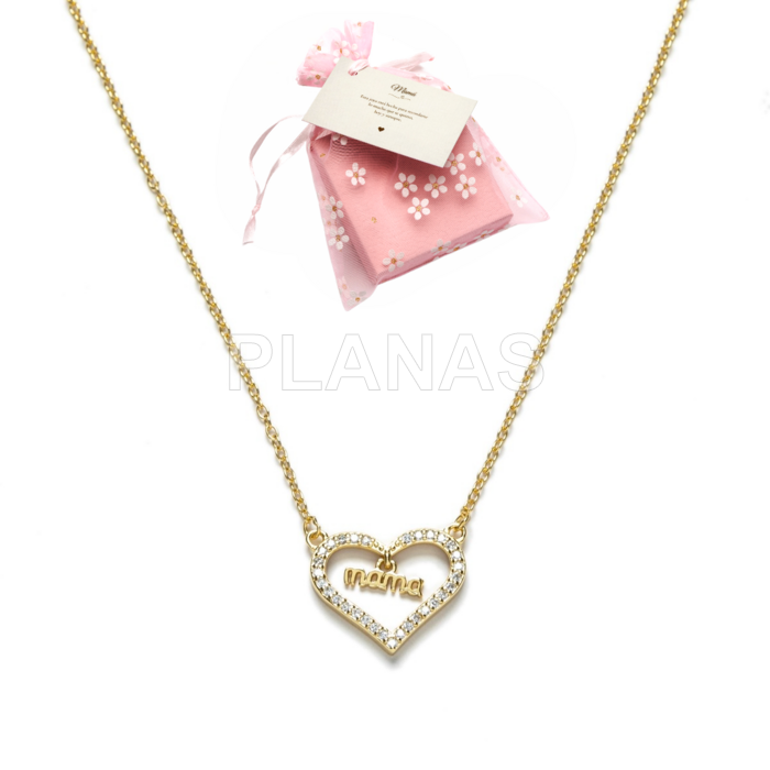 Colar em prata de lei banhada a ródio e zircões. mÃe.