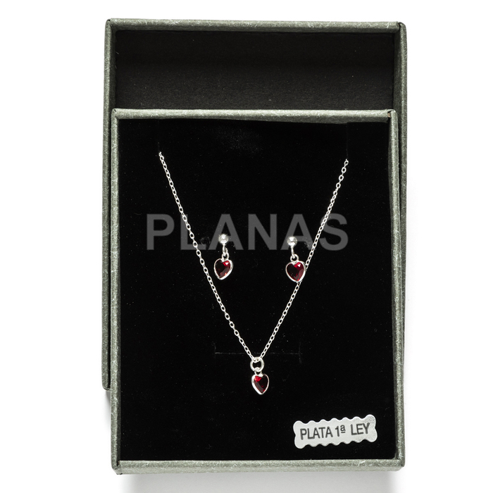 Set in sterling silver and red zirconia. heart.