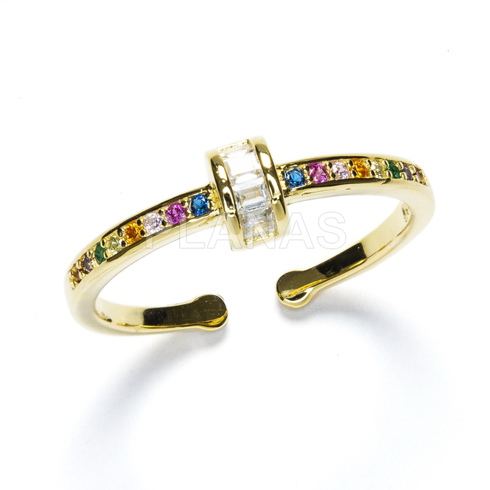 Open ring in sterling silver and gold plated zirconia with 1 micron. 