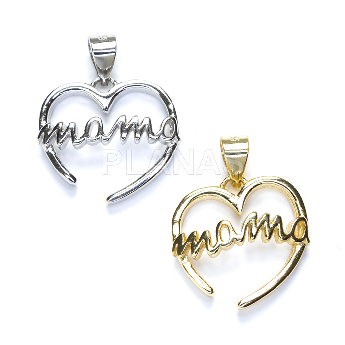 Pendant in rhodium-plated sterling silver.mama.