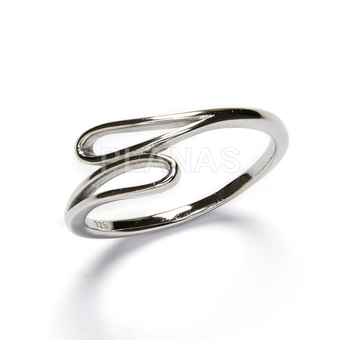 Ring in rhodium-plated sterling silver.  