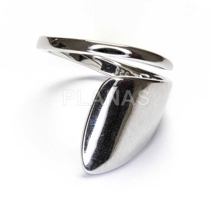Open ring in rhodium-plated sterling silver.  