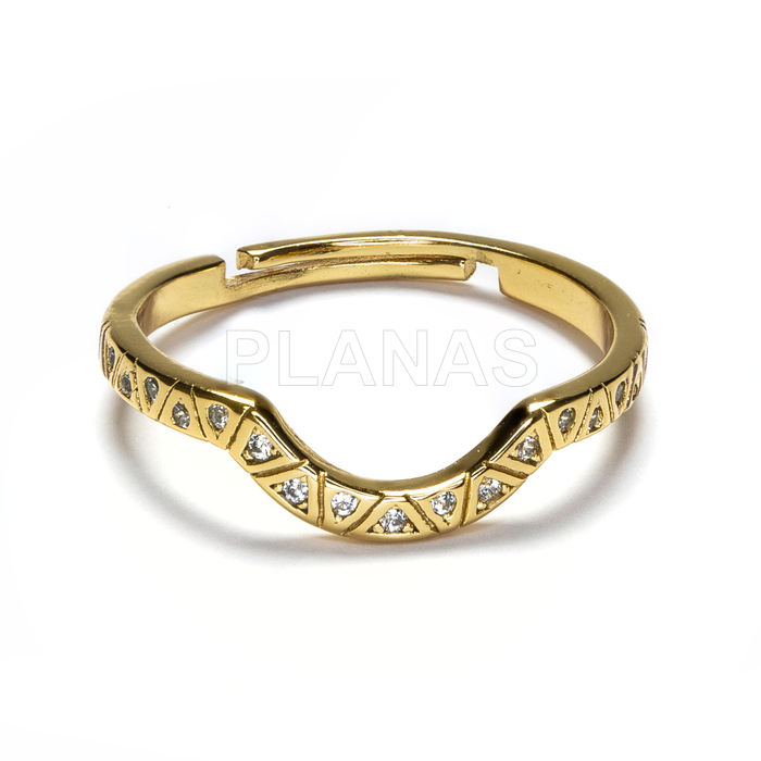 Open ring in sterling silver and gold plated zirconia with 1 micron. 