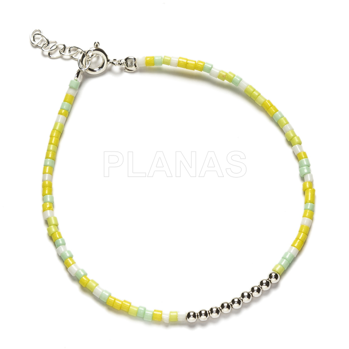 Pulsera en Plata de Ley y rocalla  