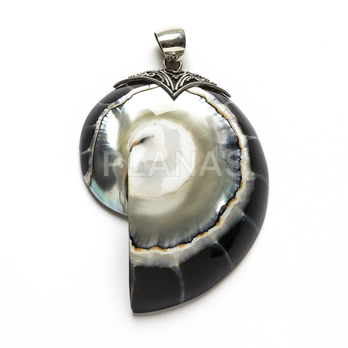 Pingente caracol balinês em prata de lei de 60x40mm.