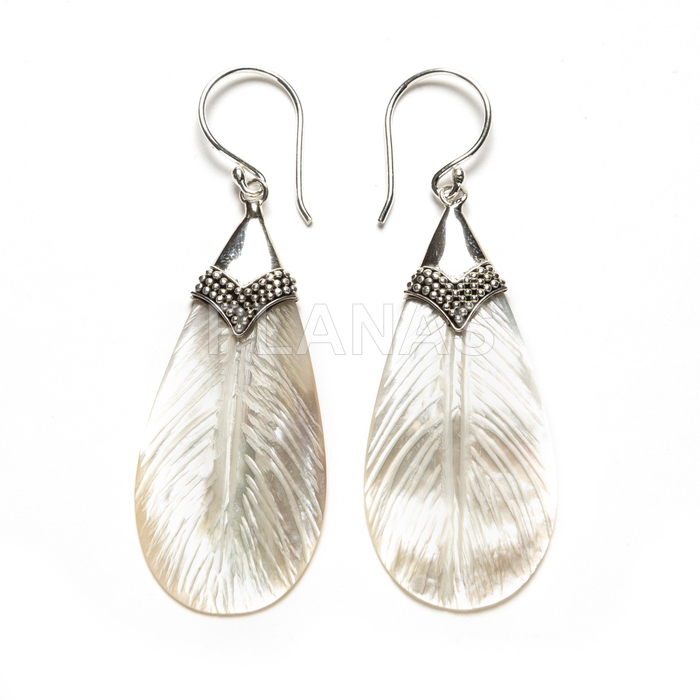 Earrings in sterling silver and mother of pearl.  