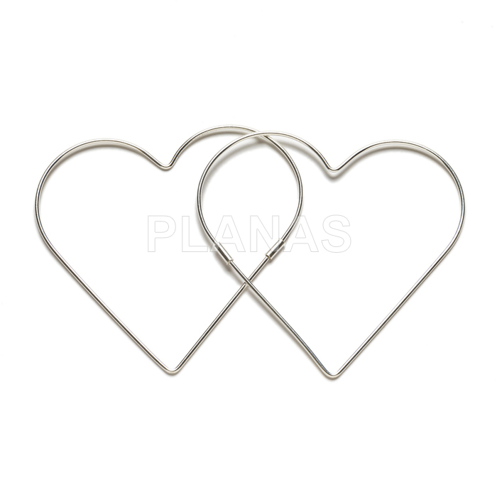 Sterling silver hoops. heart.