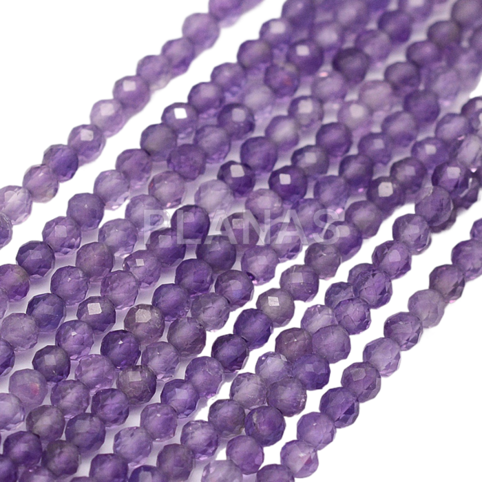 3mm faceted natural amethyst strip.