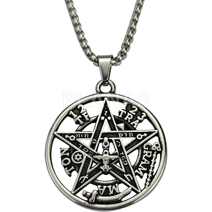 Colar de aço inoxidável. tetragramação.