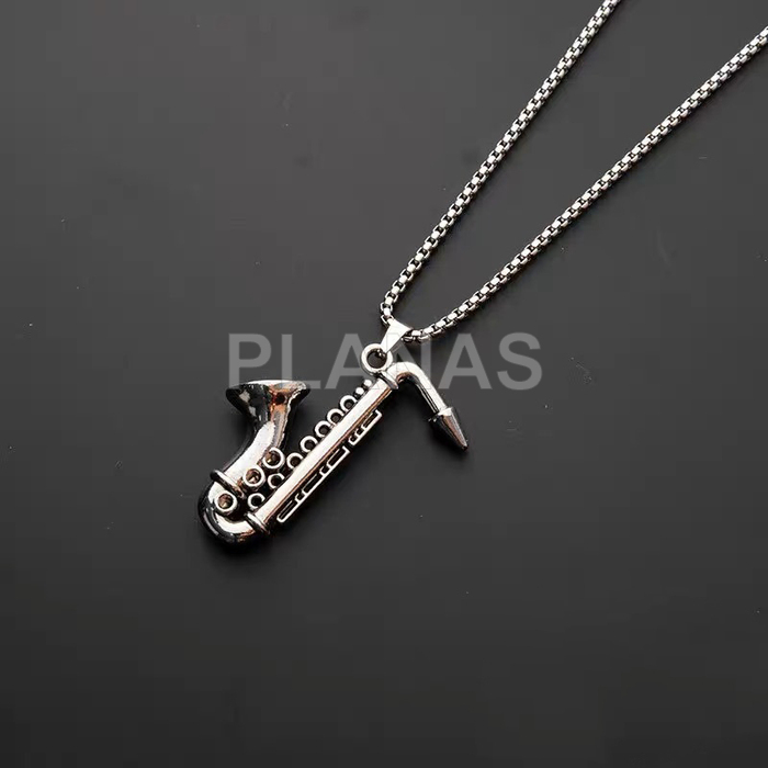 Colar de aço inoxidável. saxofone.