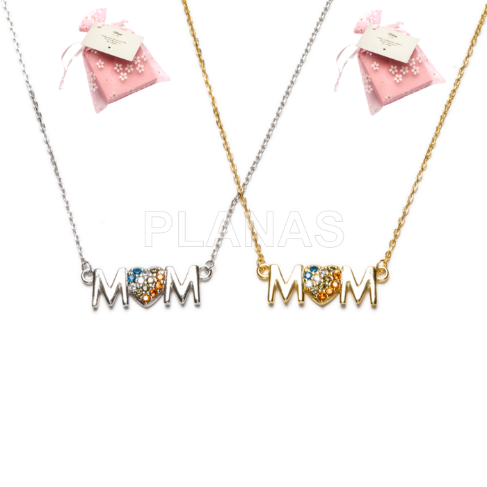 Collar en Plata de ley Rodiada y Circonitas de colores. MOM.