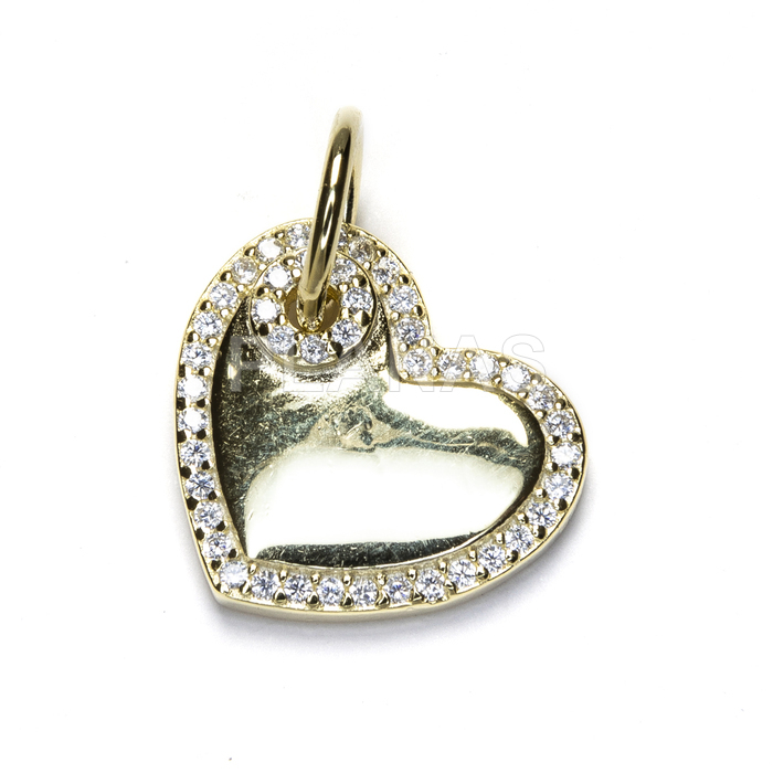 Colgante en Plata de ley y baño oro con Circonitas. CORAZÓN.
