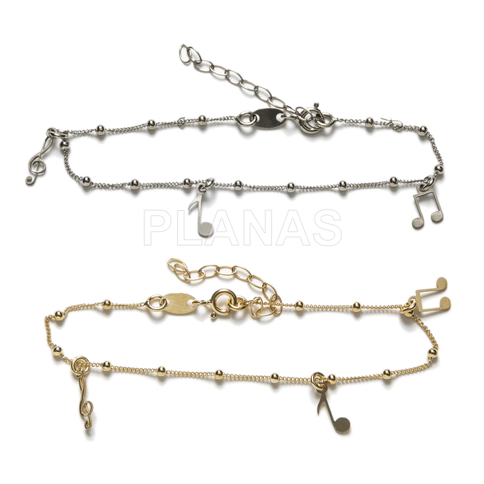 Pulsera en Plata de Ley. NOTAS MUSICALES.