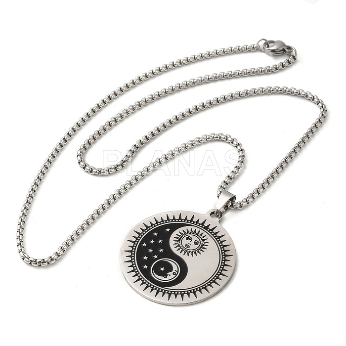 Collar en Acero Inoxidable. YING YANG.