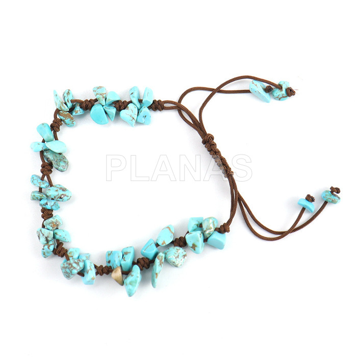 Bracelet with sliding knot and turquoise. 