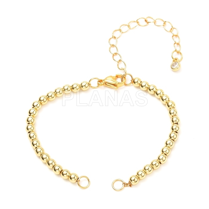 Base para pulsera en Acero Inoxidable y Baño de Oro con latón. 