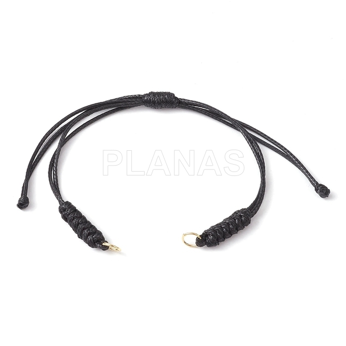 Black macramé bracelet for riding.