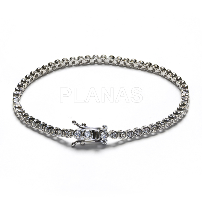 Pulsera en Plata de Ley Rodiada y Circonitas Blancas. 