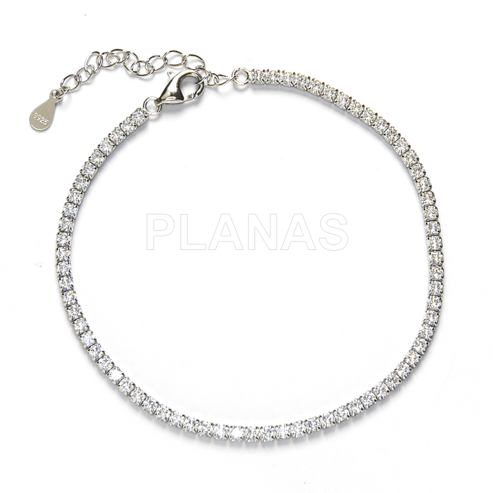 Pulsera en Plata de Ley Rodiada y Circonitas Blancas. 