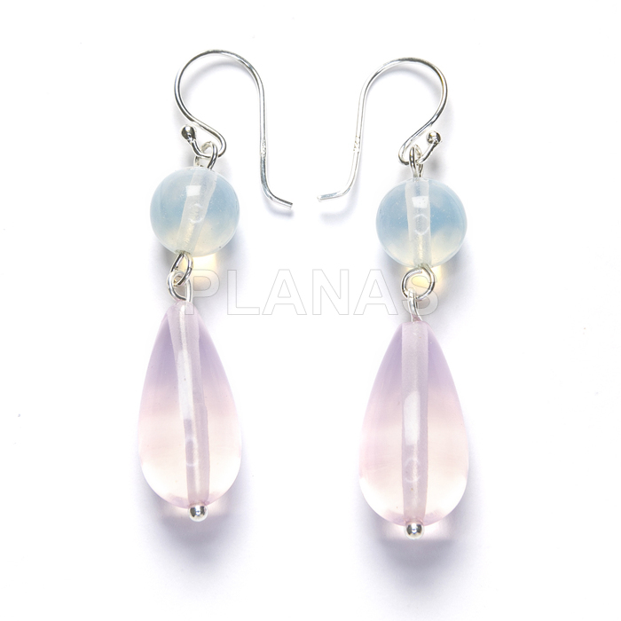 Pendientes en Plata de ley y Opalite.  