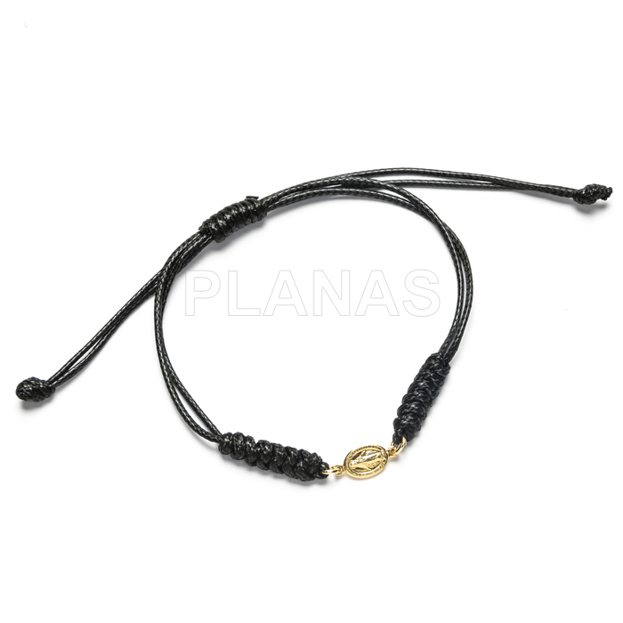 Bracelet with sliding knot and spacer in sterling silver and gold plating. virgin.
