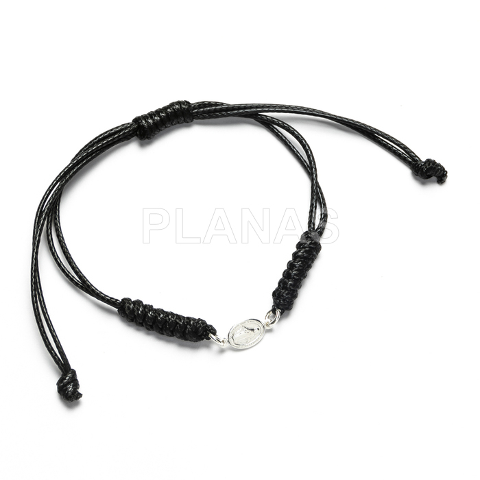 Bracelet with sliding knot and spacer in sterling silver. virgin.