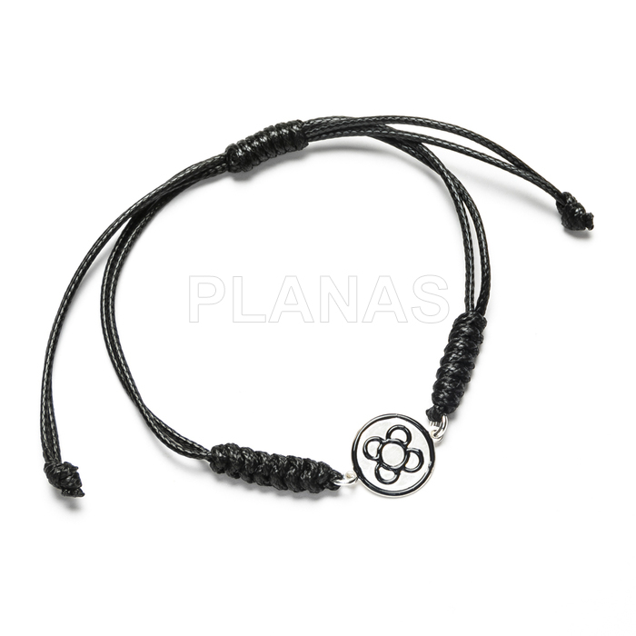 Bracelet with sliding knot and spacer in sterling silver. panot.