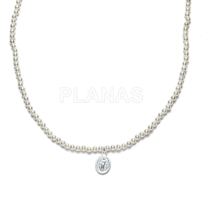 Collar en Plata de ley con perlas Shell de 3mm. MILAGROSA.