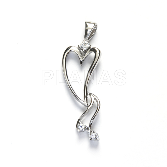 Colgante en Plata de ley Rodiada y Circonitas. CORAZÓN.