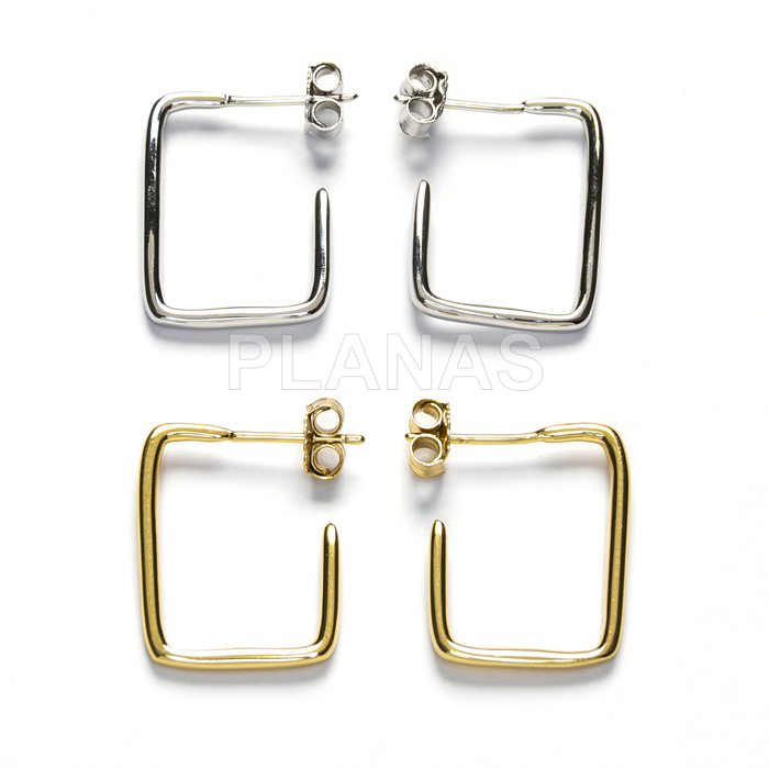 Square hoops in sterling silver.  