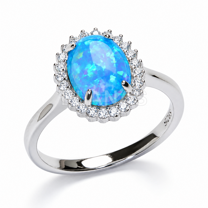 Anillo en Plata de ley Rodiada y Opalo.