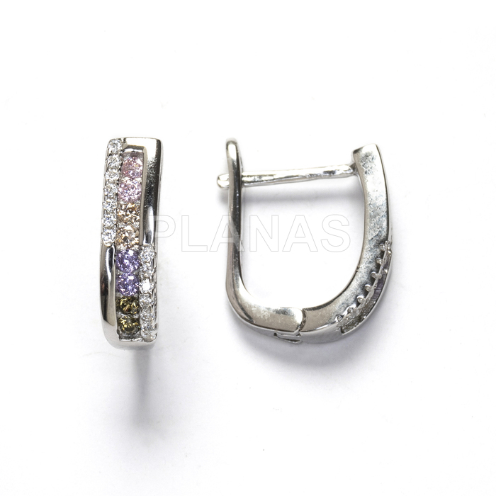 Hoops in sterling silver and colored zircons.  