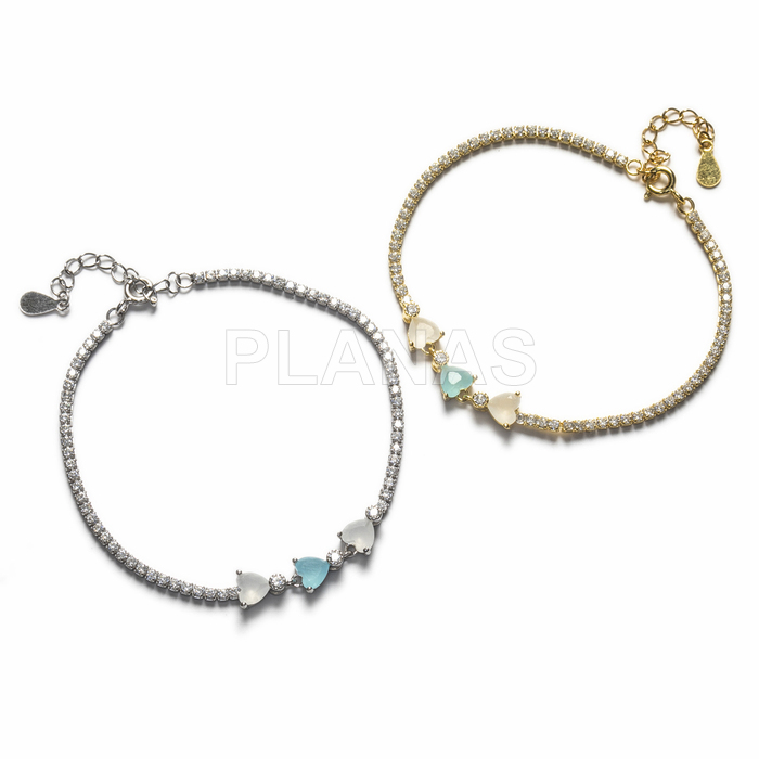Bracelet in sterling silver and colored zirconia.