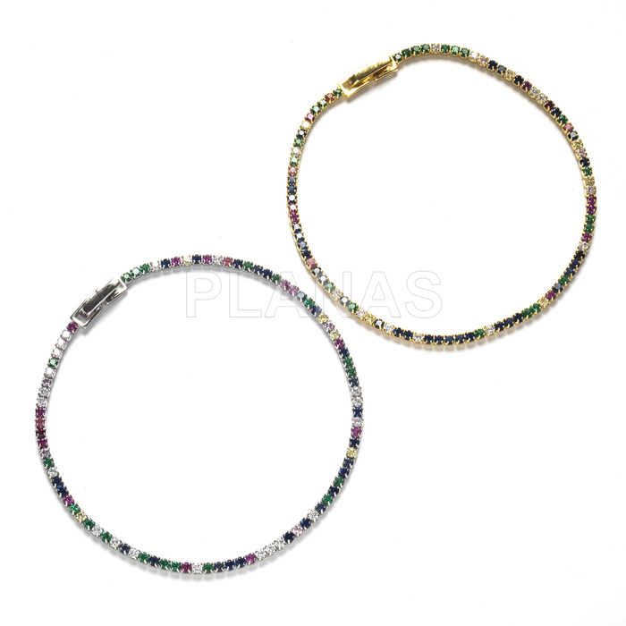 Bracelet in sterling silver and colored zirconia.  