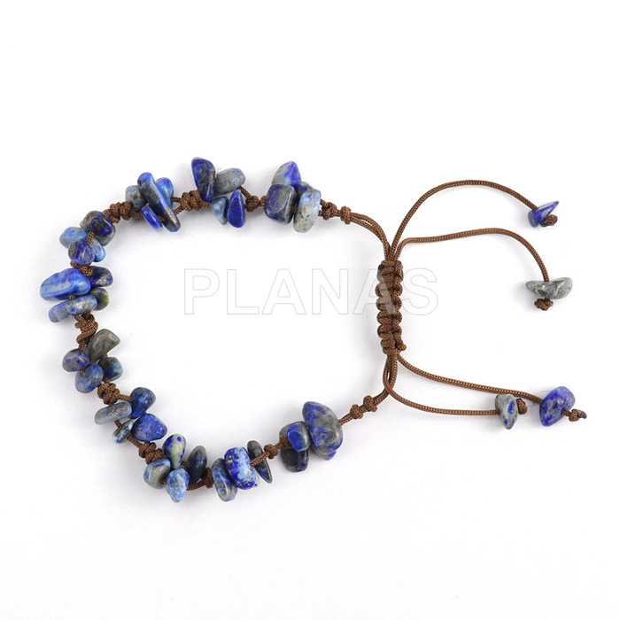 Bracelet with sliding knot and lapiz lazuli. 