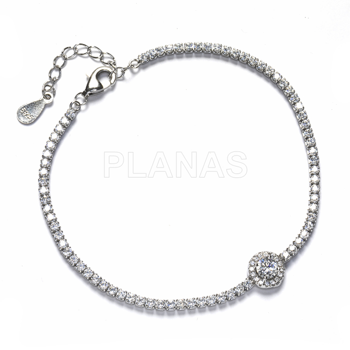 Pulsera en Plata de Ley y Circonitas Blancas.  